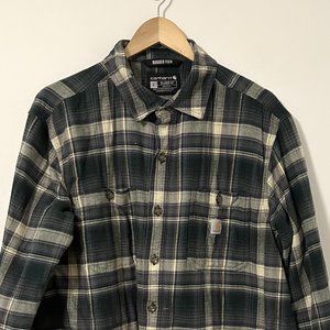Carhartt Flannel Fleece-Lined Shirt Jacket in Green Plaid L
